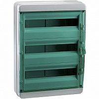 Распределительный шкаф OptiBox P, 54 мод., IP65, навесной, пластик, прозрачная зеленая дверь |  код. 117981 |  КЭАЗ